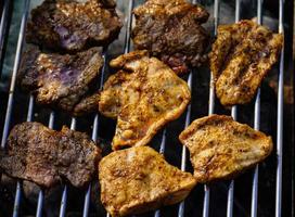 grilled meat from the charcoal grill photo