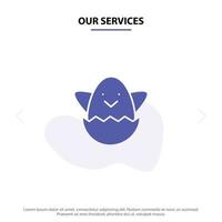 Our Services Easter Egg Spring Solid Glyph Icon Web card Template vector