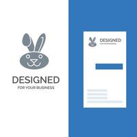 Bunny Easter Rabbit Grey Logo Design and Business Card Template vector