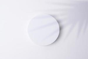 White circle mockup  with empty white background , Product show concept photo