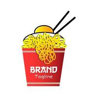 Chinese noodle logo design icon template. Noodles with eggs. Suitable for any business related to ramen, noodles, fast food restaurants, Korean food or Japanese food vector