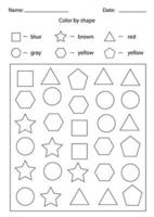 Color by shapes. Black and white shapes. vector