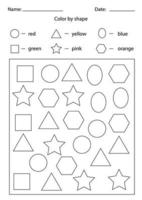 Color by shapes. Black and white shapes. vector