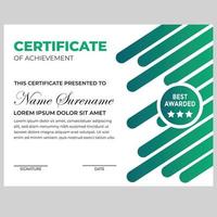 Certificate design template for achievement vector