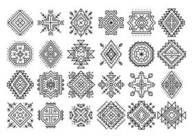 Aztec abstract geometric elements. Set of ethnic ornaments. Navajo motifs vector