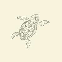 vector de arte de línea de tortuga. diseño gráfico de arte de línea de tortuga para colorear libros y decoración de paredes