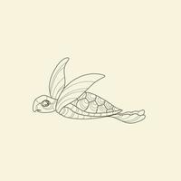 vector de arte de línea de tortuga. diseño gráfico de arte de línea de tortuga para colorear libros y decoración de paredes