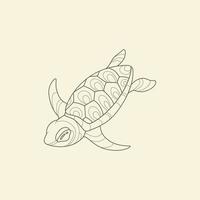 vector de arte de línea de tortuga. diseño gráfico de arte de línea de tortuga para colorear libros y decoración de paredes