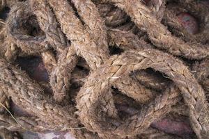 Stack dirty  jute rope   can be used as a background texture photo