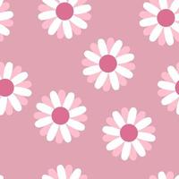 Retro style seamless pattern with nostalgic daisy flowers. vector