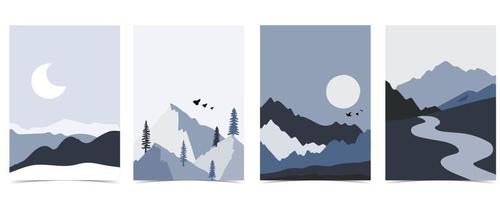 Collection of winter nature landscape background with mountain and sky vector