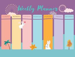 pastel cute planner with rabbit.Can use for printable,scrapbook,diary vector