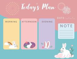 pastel cute planner with rabbit.Can use for printable,scrapbook,diary vector