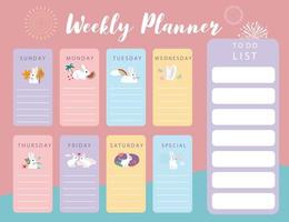 pastel cute planner with rabbit.Can use for printable,scrapbook,diary vector