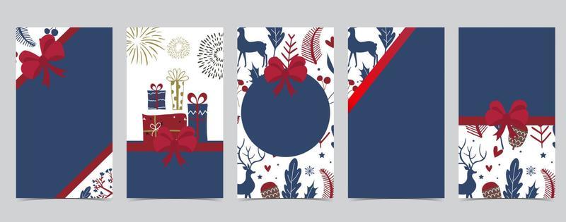 Cute christmas background for social media with tree,holly,ribbon