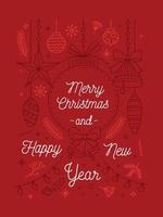 Christmas whishing post-card with monoline celebration elements vector