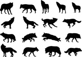 The set of Wolf Silhouette collection vector