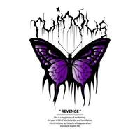 Metal Butterfly art for streetwear design vector