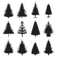 Christmas tree silhouettes , Christmas tree silhouette collection vector