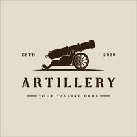 cannon or artillery logo vintage vector illustration template icon graphic design. gun or weapon sign or symbol for military equipment