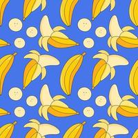 Painted seamless background with banana, abstract repeating pattern. banana pattern. For paper, cover, fabric, healthy food background, gift wrapping, wall art, interior decor. Illustration of food. vector