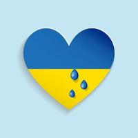 Ukrainian flag with tears in heart. National flag of Ukraine. Vector illustration.