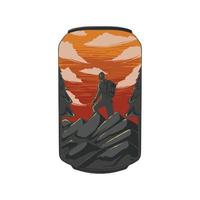 hiking bottle illustration with cool sunset vector