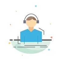 Engineer headphones listen meloman music Flat Color Icon Vector