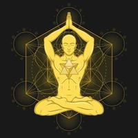 Vector Design of Meditating Man with Metatron Background