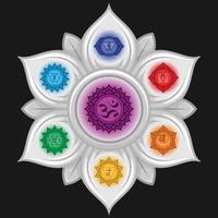 diseño vectorial de flor de loto con símbolo de chakras vector