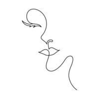 The face of a beautiful woman in the style of line art. vector illustration