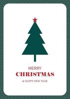 Simple Merry Christmas and New Year card with Christmas tree. vector illustration