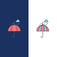 Umbrella camping rain safety weather Flat Color Icon Vector