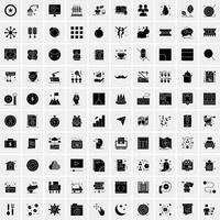 Set of 100 Business Solid Glyph icons vector