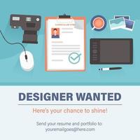 Designer wanted. Staffing and recruiting business concept vector