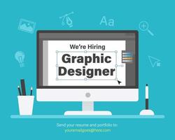 We are hiring graphic designer. Staffing and recruiting business concept vector