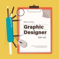 We are hiring and looking for graphic designer vector