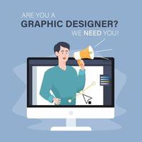 Staffing and recruiting business concept. Graphic designer wanted vector