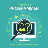 We are hiring programmer. Job vacancy template vector