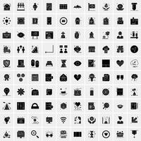 Set of 100 Universal Solid Icons vector