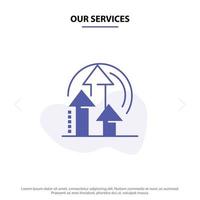 Our Services Management Method Performance Product Solid Glyph Icon Web card Template vector