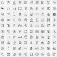 paquete de 100 iconos de líneas universales para móviles y web vector