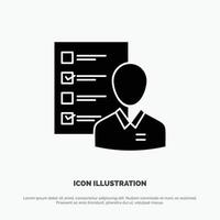 Profile Abilities Business Employee Job Man Resume Skills solid Glyph Icon vector