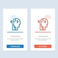Artificial Human Man Head  Blue and Red Download and Buy Now web Widget Card Template vector