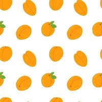 Vector cartoon apricot seamless pattern isolated on white background. Different peach and apricot vector pattern.