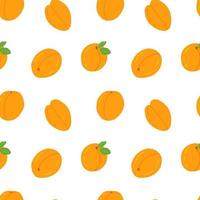 Vector cartoon apricot seamless pattern isolated on white background. Different peach and apricot vector pattern.