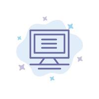 Monitor Computer Hardware Blue Icon on Abstract Cloud Background vector