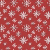 Cute snowflakes vector seamless pattern. Christmas snowflakes on red background.