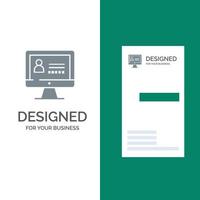 Computer Internet Security Grey Logo Design and Business Card Template vector