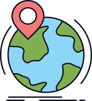 location globe worldwide pin marker Flat Color Icon Vector